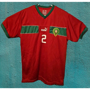 Vintage Morocco Achraf Hakimi #2 Football Soccer Jersey Puma Red Maroc Marocco